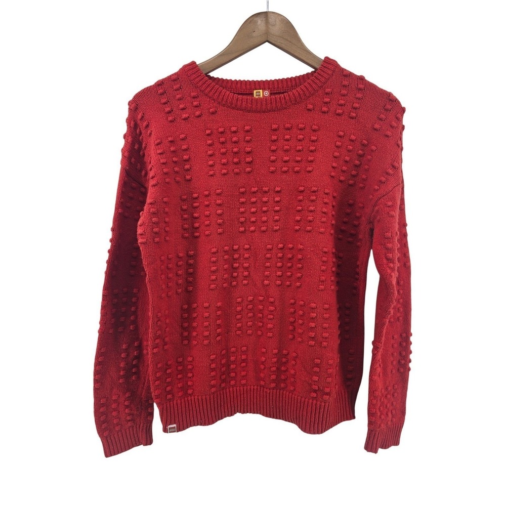 LEGO x Target Sweater Mens XXL Red Textured Brick Pom Crew Neck Knit Pullover‎